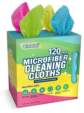 120-Pack Microfiber Cleaning Cloths - Multicolor